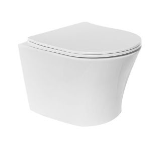 WC ŠKOLJKA, VISEČA INTER CERAMIC BREZ ROBOV Z WC DESKO S POČASNIM ZAPIRANJEM BELA