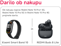 Darilo ob nakupu izbranih telefonov XIAOMI REDMI Note 15 Pro. Več na: https://www.merkur.si/izbrana-ponudba/xiaomi-redmi-note-15/