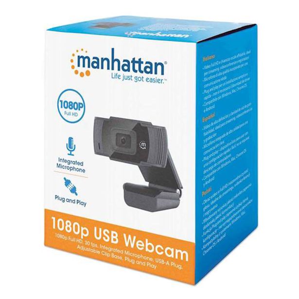 SPLETNA KAMERA MANHATTAN 1080P USB ČRNA USB-A 2.0 KABEL 1.5 M