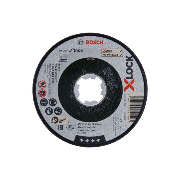 REZALNA PLOŠČA ZA RF BOSCH 115X1.6X22.23 MM X-LOCK AS 46 T INOX BF