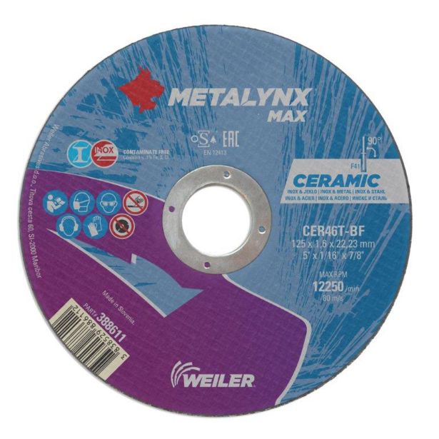 REZALNA PLOŠČA ZA RF METALYNX 125X1.6X22.23 MM KERAMIKA CER46T-BF