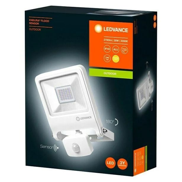 LED ZUNANJI REFLEKTOR LEDVANCE 30W ENDURA FLOOD WT BELI S SENZORJEM