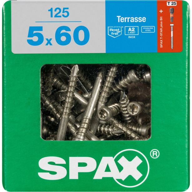 VIJAK ZA TERASO SPAX 5X60 A2 V ZAVITKU 125 KOS