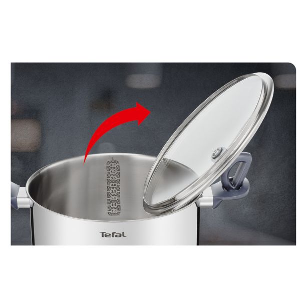 8-DELNI SET POSODE TEFAL DAILY COOK S STEKLENIMI POKROVI, NERJAVNO JEKLO