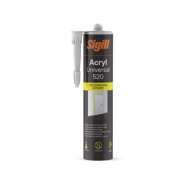 AKRILNA TESNILNA MASA SIGILL ACRYL UNIVERSAL 520 WHITE 280 ML DECORATION&PAINT