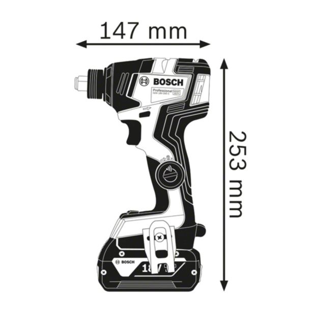 AKUMULATORSKI UDARNI VIJAČNIK 12.7 MM (1/2") IN 6.35 MM (1/4") BOSCH GDX 18V-200 C PROFESSIONAL