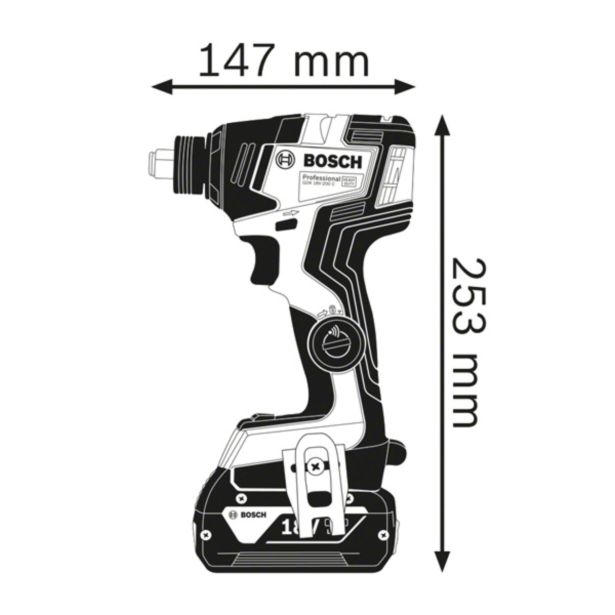 AKUMULATORSKI UDARNI VIJAČNIK 12.7 MM (1/2") IN 6.35 MM (1/4") BOSCH GDX 18V-200 C PROFESSIONAL