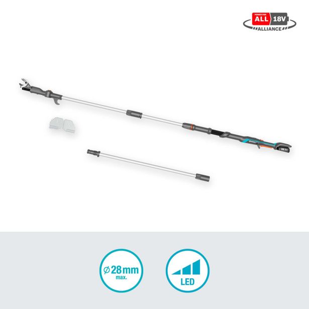 AKUMULATORSKE ŠKARJE GARDENA TELESKOPSKE HIGHCUT 360 18V ZA VEJE P4A SET