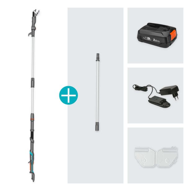 AKUMULATORSKE ŠKARJE GARDENA TELESKOPSKE HIGHCUT 360 18V ZA VEJE P4A SET