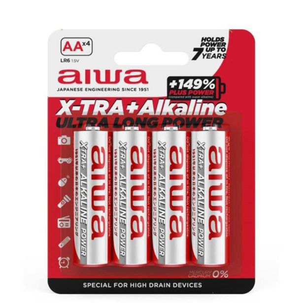 ALKALNI BATERIJSKI VLOŽEK AIWA X-TRA + ALKALINE 4X1.5V AA (AB-AALR6/4)