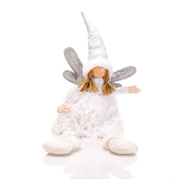 PRAZNIČNA FIGURA GLOSSTYLE ANGEL 50 CM SEDEČI SORT ROZA/BELA