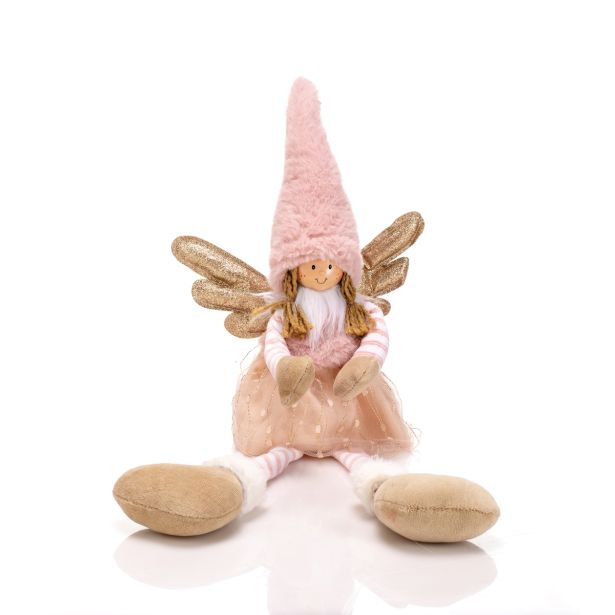 PRAZNIČNA FIGURA GLOSSTYLE ANGEL 54 CM SEDEČI SORT LILA/ROZA