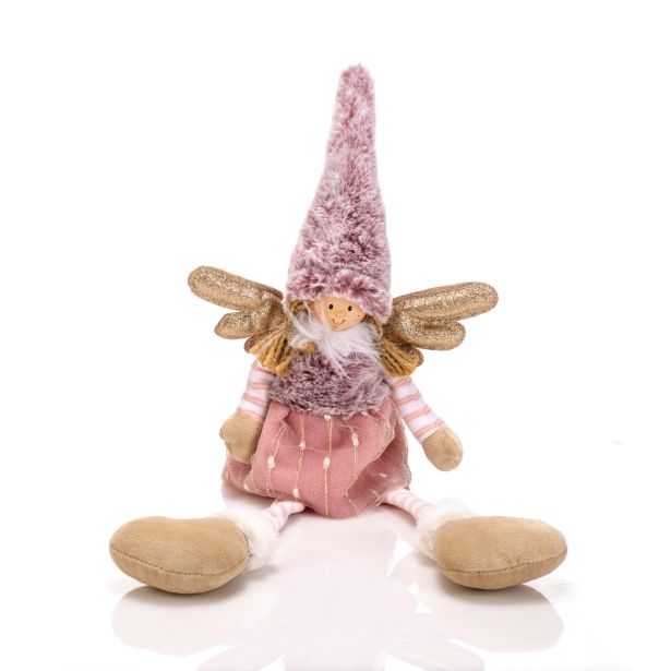 PRAZNIČNA FIGURA GLOSSTYLE ANGEL 54 CM SEDEČI SORT LILA/ROZA