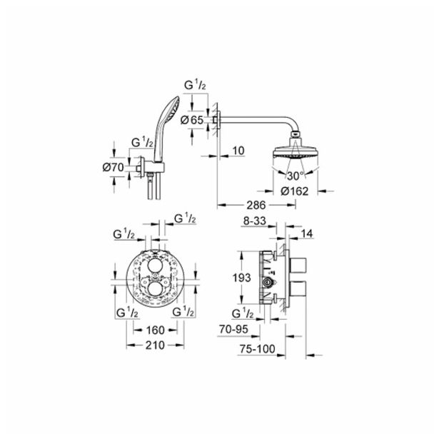 ARMATURA IN PRIKLJUČEK GROHE GROHE GROTHERM SET KOMPLE KOMP PODOM. TERM. TUŠ SET