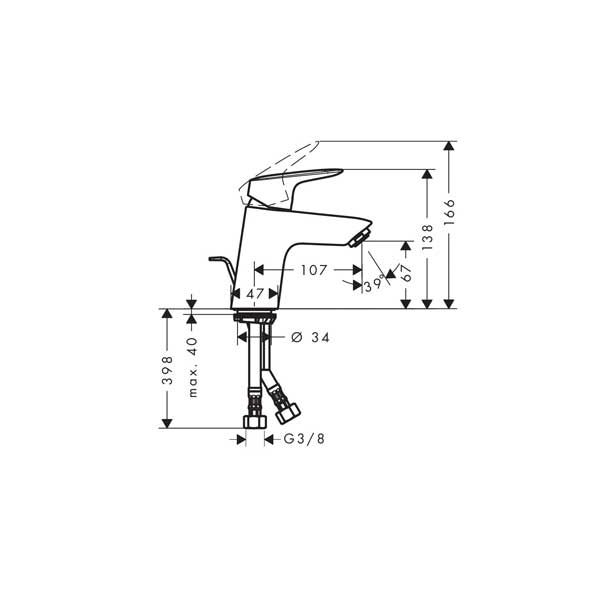 PIPA ZA UMIVALNIK HANSGROHE MYCUBE 70