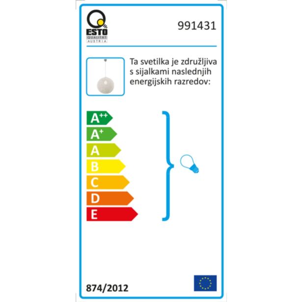 VISEČA SVETILKA-LESTENEC ESTO BALLINA 1X60W E27 D500 BELA