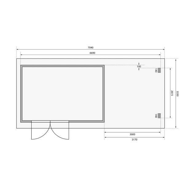 LESENA VRTNA HIŠKA KARIBU BASTRUP 8 3.87X2.2X2.97+3M LES 28MM