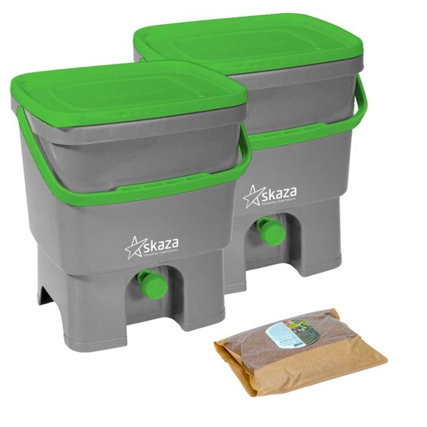 BOKASHI ORGANKO 1 SET  (2 X 16 L), GREY GREEN //80001 BRAN (1KG)