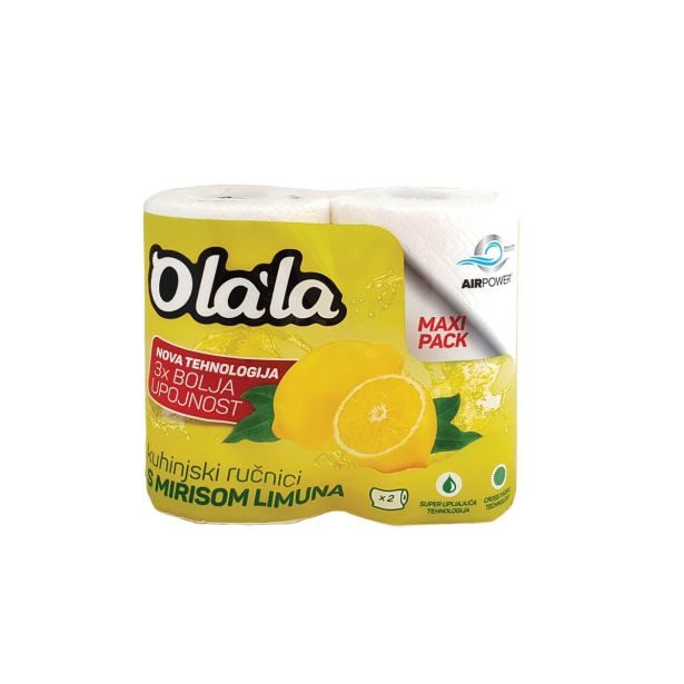 BRISAČE V ROLI 23 CM BELE 3-SLOJNE, OLALA EXTRA ABSORBENT LIMONA, 2 ROLI V PAK