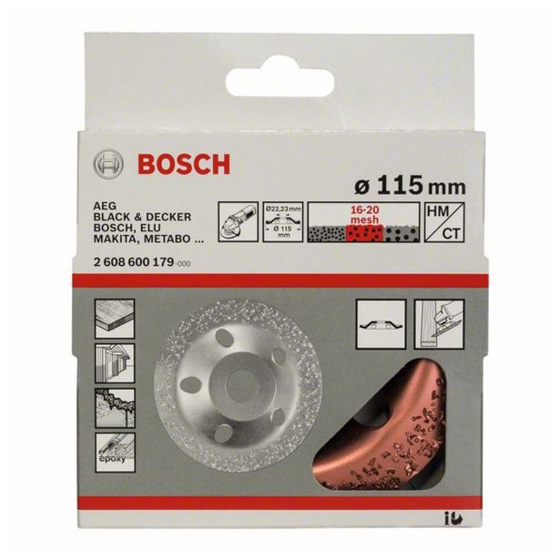 TRDOKOVINSKI BRUSNI LONEC  BOSCH 115X22.23 MM, SREDNJA ZRNATOST