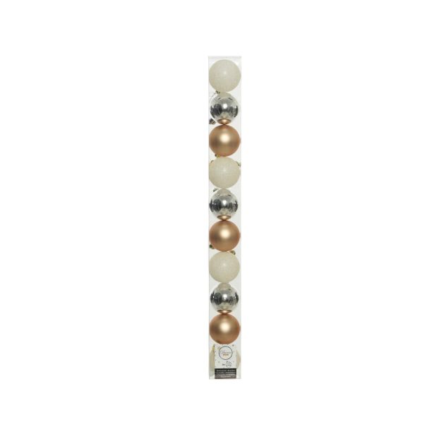 BUNKA IZ UMETNE MASE DECORIS BELA/SREBRNA/RJAVA V TUBI 10/1 FI 6 CM