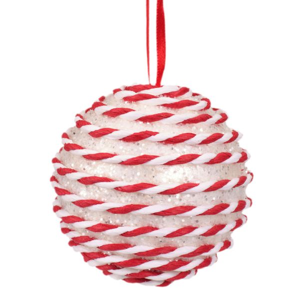 BUNKA IZ UMETNE MASE DECORIS BELE/RDEČE BARVE FI 8 CM SORT