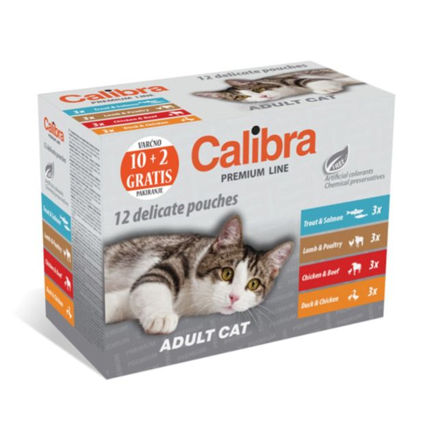 MOKRA HRANA ZA MAČKA CALIBRA CALIBRA MAČKE ADULT MULTIPACK 12X100G