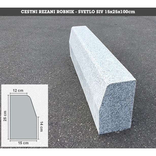 IZDELEK IZ GRANITA CESTNI ROBNIK 15X25X100CM GRANITNI REZAN SV. SIV