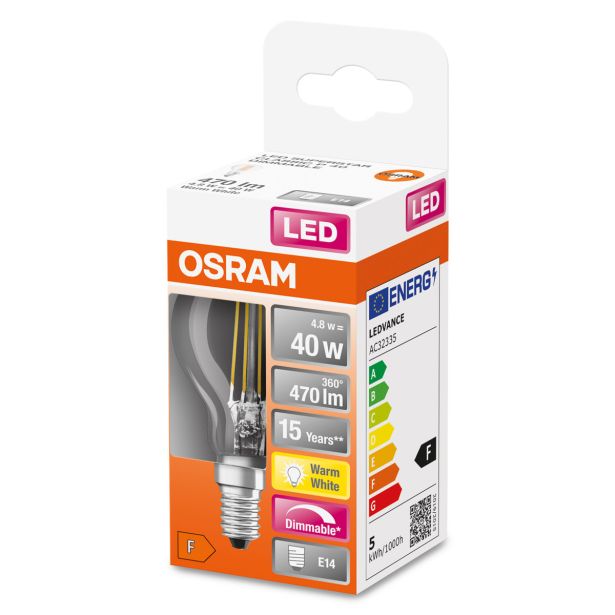 LED ŽARNICA E14 OSRAM CLP40 4.8W/827, BISTRA SST, DIM, FILAMENT