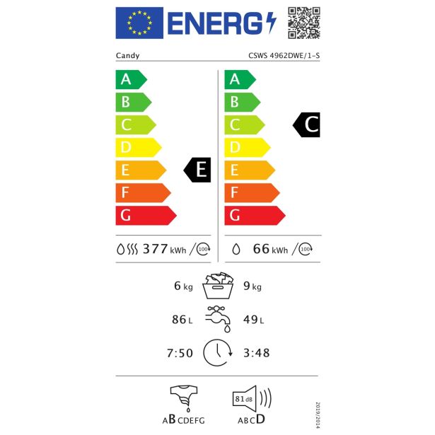 PRALNO-SUŠILNI STROJ CANDY CSWS 4962DWE/1-S