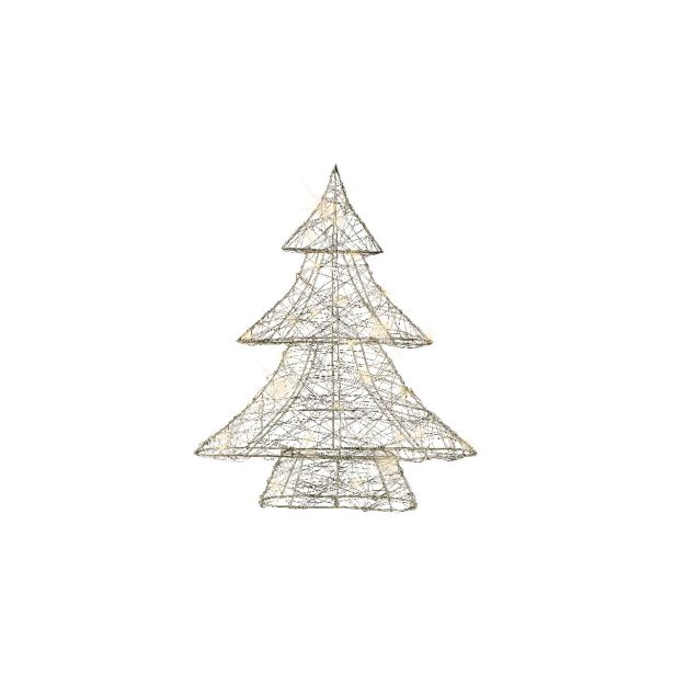 DEKORACIJA LUMINEO SMEREKA Z LED LUČKAMI, 40 CM, SREBRNA/TOPLO BELA