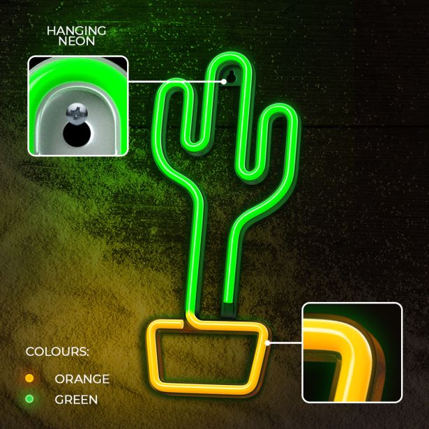 DEKORAT. STENSKA SVETILKA FOREVER NEON LED CACTUS