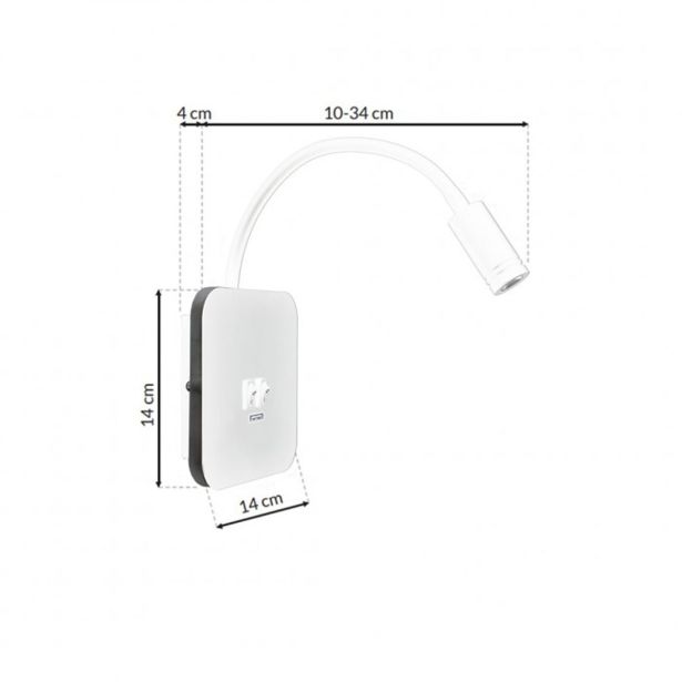 DEKORAT. STENSKA SVETILKA MILAGRO BASE 8W+2W BELA ML6351 NOČNA