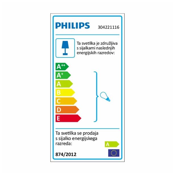 DEKORAT. STENSKA SVETILKA PHILIPS PEACE 1X36W 2G11 30422/11/16 KROM