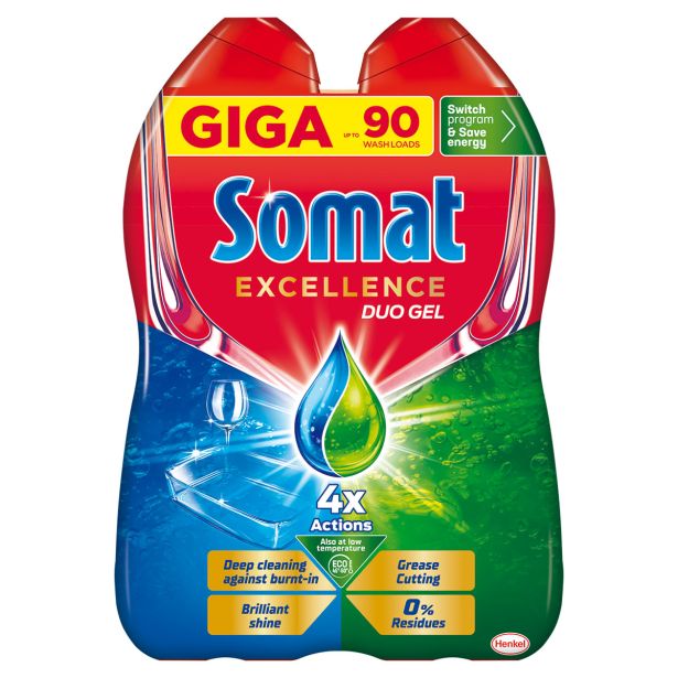 DETERGENT-STROJ.POMIVANJE HENKEL LCH SOMAT GEL GREASE 90 PRANJ 2X810ML