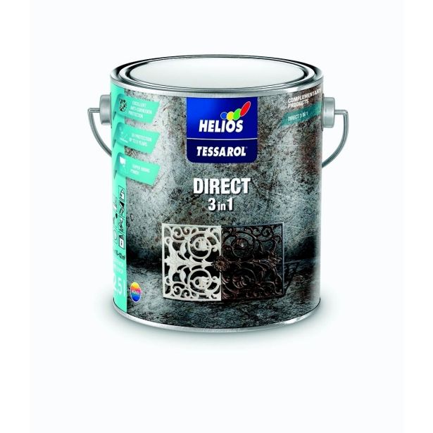 ANTIKOROZIVNI PREMAZ HELIOS TESSAROL DIRECT 3IN1 RAL 9005 ČRNI 2.5 L
