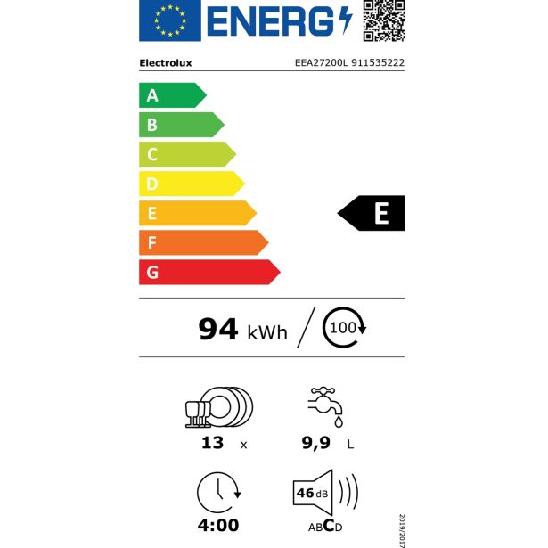 VGRADNI POMIVALNI STROJ ELECTROLUX EEA27200L