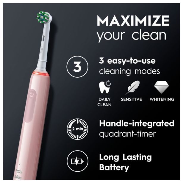 ELEKTRIČNA ZOBNA ŠČETKA ORAL-B PRO3 ROZA CROSS ACTION