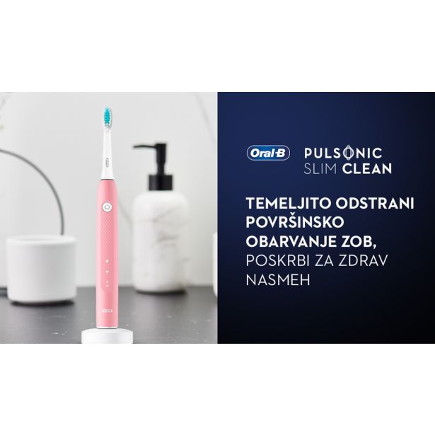 ELEKTRIČNA ZOBNA ŠČETKA ORALB PULSONIC SLIM CLEAN 2000 PINK SENSITIVE