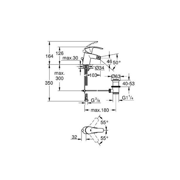 PIPA ZA BIDE GROHE EUROSMART NEW ZA BIDE STOJ, ZG. DEL SIFONA