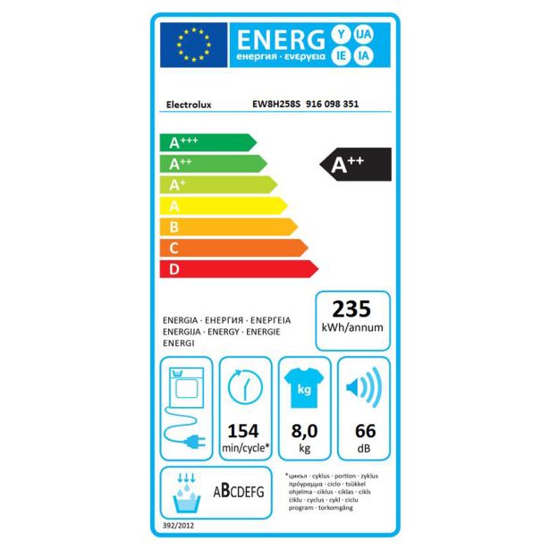 SUŠILNI STROJ ELECTROLUX EW8H258S TOPLOTNA ČRPALKA