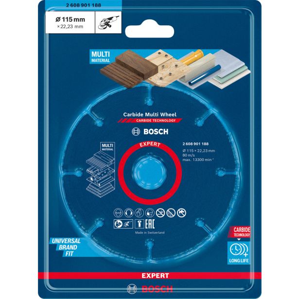 EXPERT CARBIDE MULTI WHEEL REZALNA PLOŠČA, 115 MM, 22,23 MM