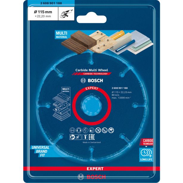 EXPERT CARBIDE MULTI WHEEL REZALNA PLOŠČA, 115 MM, 22,23 MM