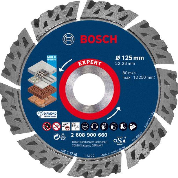 EXPERT MULTIMATERIAL DIAMANTNA REZALNA PLOŠČA, 125 X 22,23 X 2,2 X 12 MM