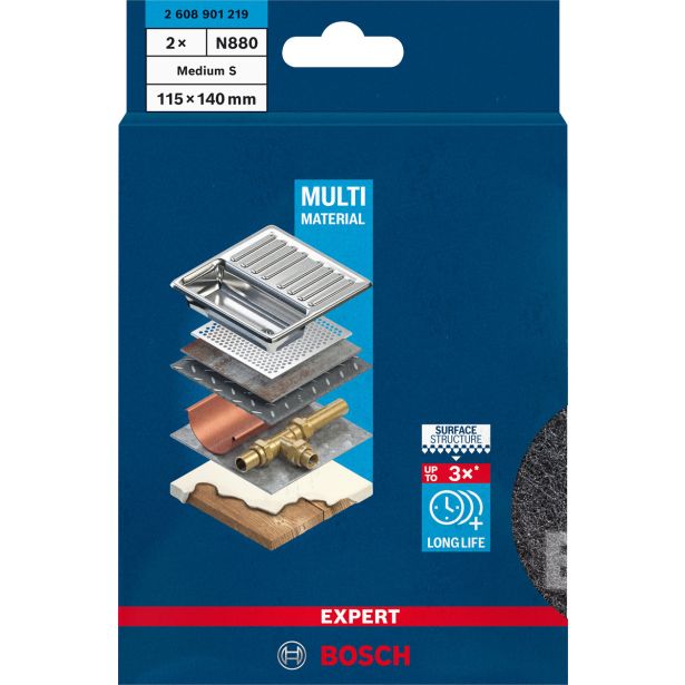 EXPERT N880 BLAZINICA IZ FLISA ZA ROČNO BRUŠENJE, 115 X 140 MM, SREDNJA S, 2 KOSA