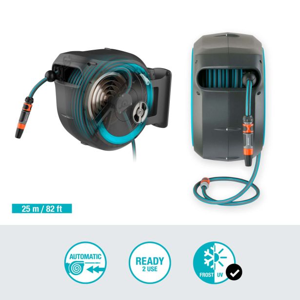GARNITURA ZA ZALIVANJE GARDENA STENSKI NOSILEC ZA CEV 25 ROLL-UP AUTOMATIC