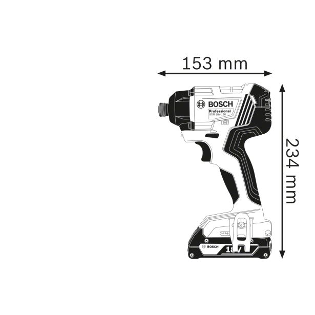 AKUMULAT. UDARNI VIJAČNIK BOSCH PROFESSIONAL GDR 180-LI 2X 18V 2AH; KOVČEK; 1/4"