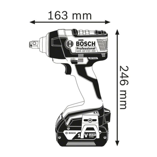 AKUMULAT. UDARNI VIJAČNIK BOSCH PROFESSIONAL GDS 18 V-EC 250