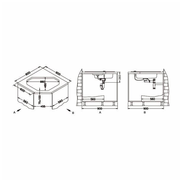 GRANITAL POMIVALNO KORITO ALVEUS NIAGARA 60, G55 BEIGE 900X500 MM