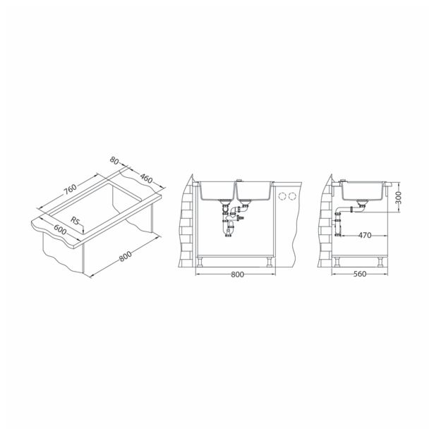 GRANITAL POMIVALNO KORITO ALVEUS ROCK 90, G11 ARCTIC 780X480 MM